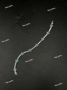 Luxury Blue Clover VVS Moissanite 925 Silver Tennis Bracelet