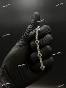 Luxury Blue Clover VVS Moissanite 925 Silver Tennis Bracelet