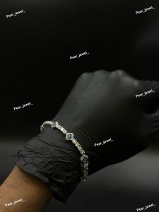 Luxury Blue Clover VVS Moissanite 925 Silver Tennis Bracelet