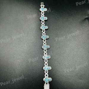 Luxury Blue Cross VVS Moissanite 925 Silver Bracelet
