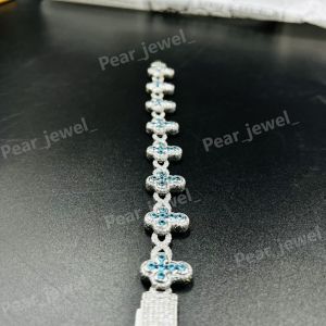 Luxury Blue Cross VVS Moissanite 925 Silver Bracelet