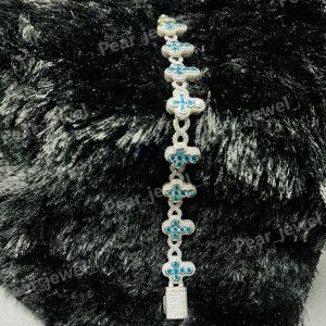 Luxury Blue Cross VVS Moissanite 925 Silver Bracelet
