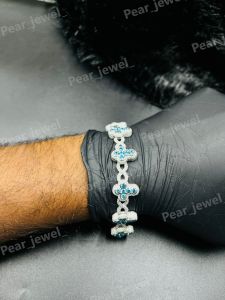 Luxury Blue Cross VVS Moissanite 925 Silver Bracelet
