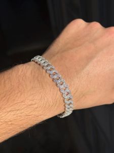 Luxury Cuban Link VVS Moissanite 925 Silver Iced Out Bracelet