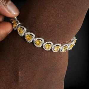 Luxury Heart Cut VVS Moissanite 925 Silver Tennis Bracelet