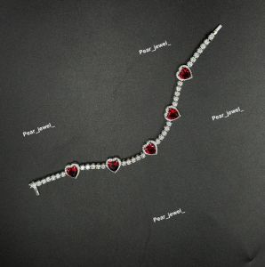 Luxury Red Heart VVS Moissanite 925 Silver Tennis Bracelet