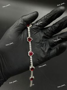 Luxury Red Heart VVS Moissanite 925 Silver Tennis Bracelet