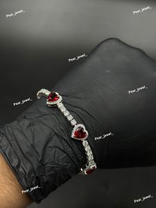 Luxury Red Heart VVS Moissanite 925 Silver Tennis Bracelet