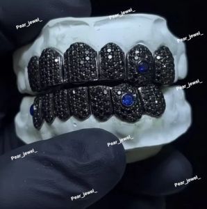 Midnight Black VVS Moissanite 925 Silver Luxury Grillz
