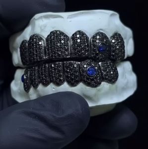 Midnight Black VVS Moissanite 925 Silver Luxury Grillz