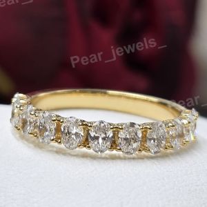 Oval Cut VVS Moissanite Diamond Eternity Band Ring