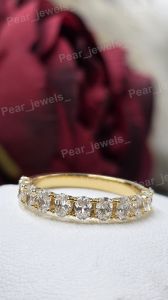 Oval Cut VVS Moissanite Diamond Eternity Band Ring