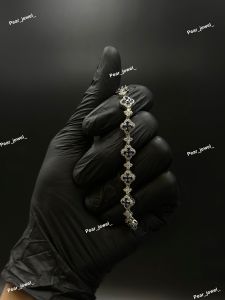 Premium Dark Blue Clover VVS Moissanite 925 Silver Bracelet