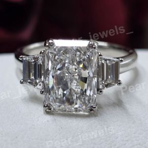Radiant Cut VVS Moissanite Diamond 925 Silver Engagement Ring