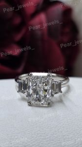 Radiant Cut VVS Moissanite Diamond 925 Silver Engagement Ring