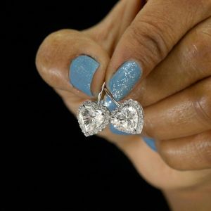 Romantic Heart Halo VVS Moissanite 925 Silver Hoop Earrings