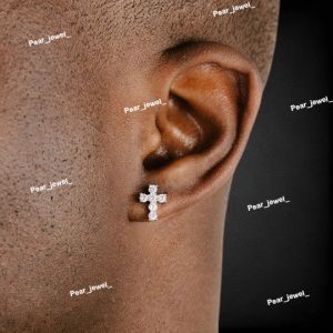 Sacred Cross VVS Moissanite 925 Silver Stud Earrings