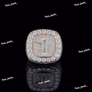 Square Halo 925 Silver Iced Out Moissanite Number Ring