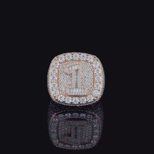 Square Halo 925 Silver Iced Out Moissanite Number Ring