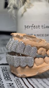 Supreme Full Set VVS Moissanite 925 Silver Hip Hop Grillz