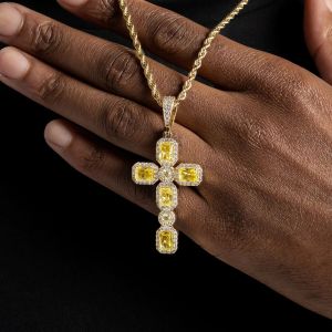 VVS Emerald Moissanite 925 Sterling Silver Cross Design Pendant