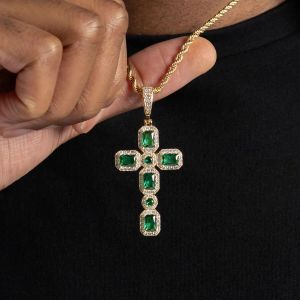 VVS Emerald Moissanite 925 Sterling Silver Cross Design Pendant