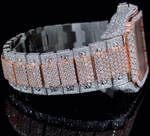 VVS Moissanite Diamond Iced Out Arabic Dial Stainless Steel Luxury Watch