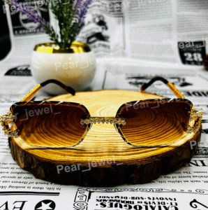VVS Moissanite Diamond Rimless 925 Silver Statement Sunglasses