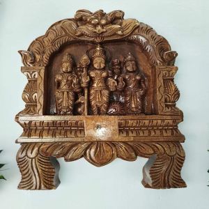 18 Inch Wooden Murugan Valli Theivanai Statue