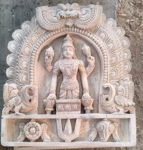 22 Inches Wooden Vishnu Balaji Wall Panel