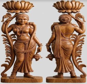 24 Inch Wooden Lady Statue
