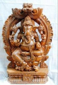 36 Inches Wooden Six Armed Blessing Lord Ganesha