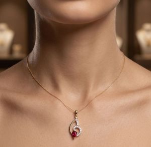 Red Pearl Diamond Pendant