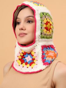multicolor crochet unisex granny square balaclava