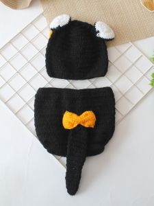 Handmade Crochet Cat Design Baby Photography Costume Set