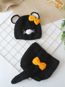 Handmade Crochet Cat Design Baby Photography Costume Set
