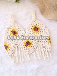 Handmade Sunflower Crochet Fringe Top