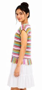 Women Handmade Multicolor Crochet Tassel Top