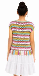 Women Handmade Multicolor Crochet Tassel Top