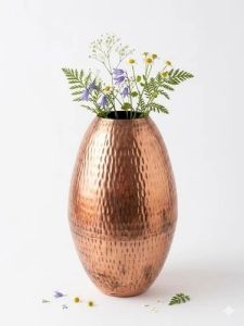 Hammered Copper Finish Flower Vase