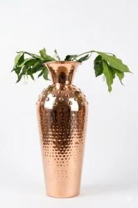 Hammered Copper Finish Iron Flower Vase