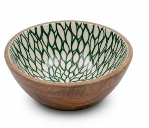Meena Print Mango Wood Bowl