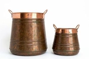 Vintage Galvanized Metal Planter Set