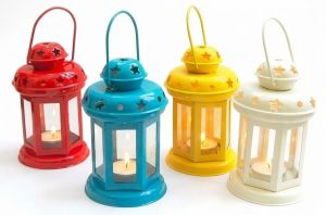 Vintage Iron Tealight Lantern Set