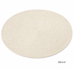 Beige Round Braided Cotton Canvas Rug