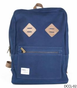 Blue Solid Canvas Backpack
