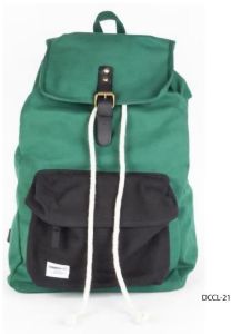 Bottle Green Cotton Canvas Backpack