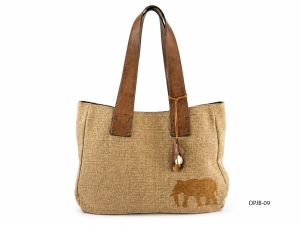 Brown Jute Hobo Handbag