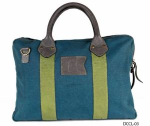 Canvas Leather Handle Laptop Handbag