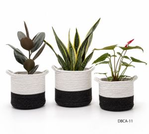 Cotton Canvas Woven Plant Basket